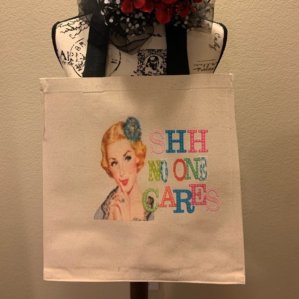 Heavy Canvas Tote Bag *DTG Printing * Print to Order - Shh
